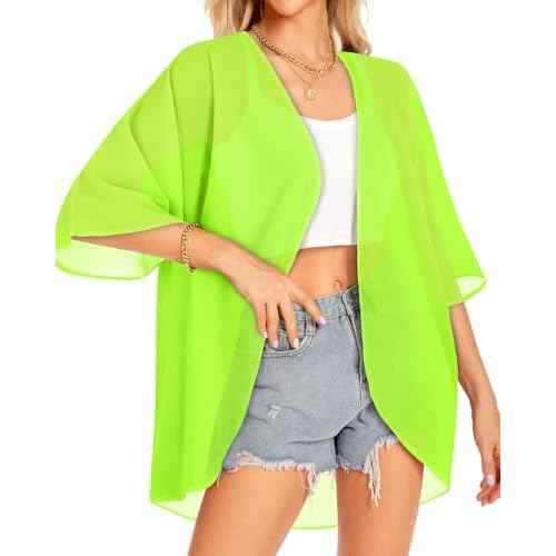 Women Kimono Cardigans Casual Summer Tops Cover up Open Front Floral Print Resort Wear