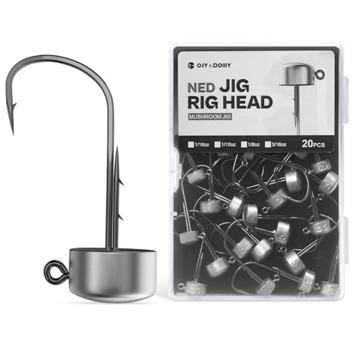 Finesse Ned Rig Jig Heads 1/4oz Pack for Bass Fishing - Black Nickel Hooks