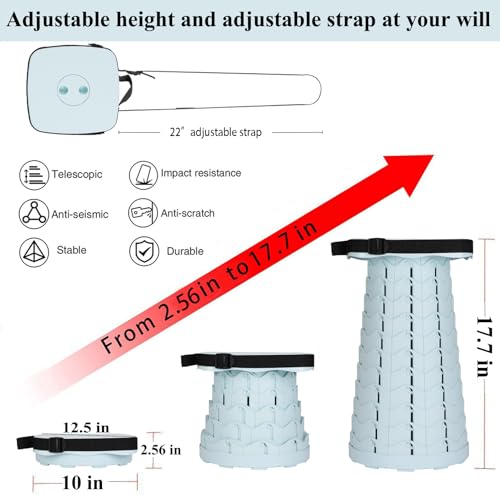 Portable Folding Camping Stool 400lbs Capacity with Adjustable Height - 1 Pack All Ice Cream Variation