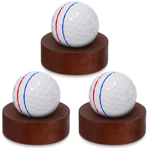 WinnerWhy Wooden Golf Ball Display Stand Classic 3 Pack - Desktop Collector Holder