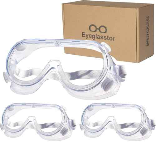 3 Pack Safety Goggles Protective Adjustable Goggles Over Glasses Splash Eye Protection Adjustable For Lab Construction Worker Onion Cutting Clear Lens Eyewear White