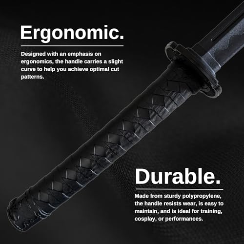 Martial Arts Training Sword 39 Inch Polypropylene Fake Weapon with Black Scabbard