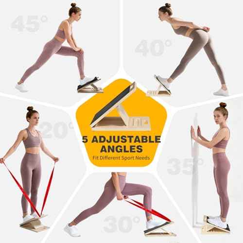 Professional Slant Board for Calf Stretching, Adjustable Portable Wooden Board with 2 Resistance Bands & Training Poster,300 lbs Weight Capacity Calf Stretch Wedge for Legs & Flexibility Training