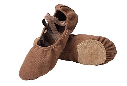 Women and Girls Ballet Shoes - Canvas Split Sole Dance Sneakers - Coffee 8