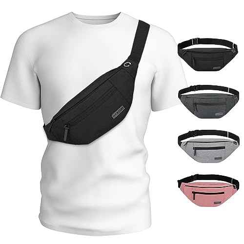 MAXTOP Large Crossbody Fanny Pack with 4-Zipper Pockets,Gifts for Enjoy Sports Festival Workout Traveling Running Casual Hands-Free Wallets Waist Pack Phone Bag Carrying All Phones