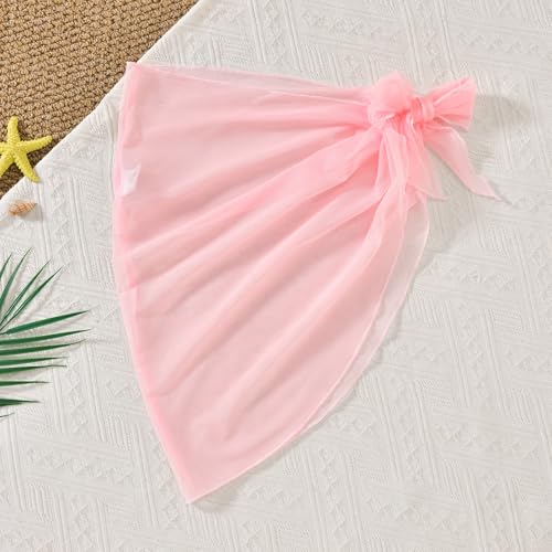 Toddler Girl One Piece Swimsuit with Cover Up Skirt - Rose Red 3-4T
