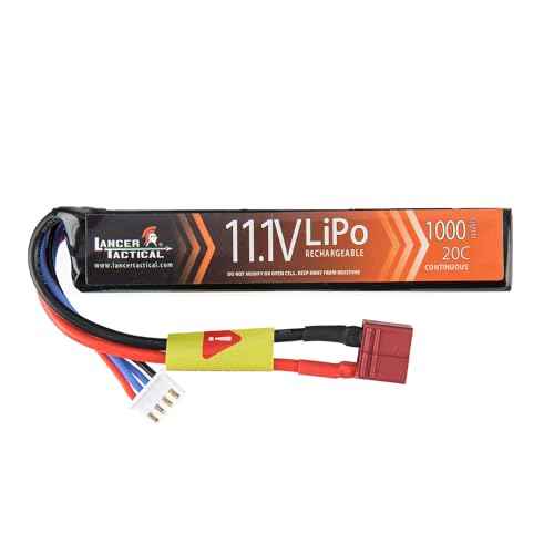 Lancer Tactical LiPo Airsoft High-Performance Battery 11.1V 1000mAh 20C Stick - Dean/Tamiya Connector, Two Pack (Dean)