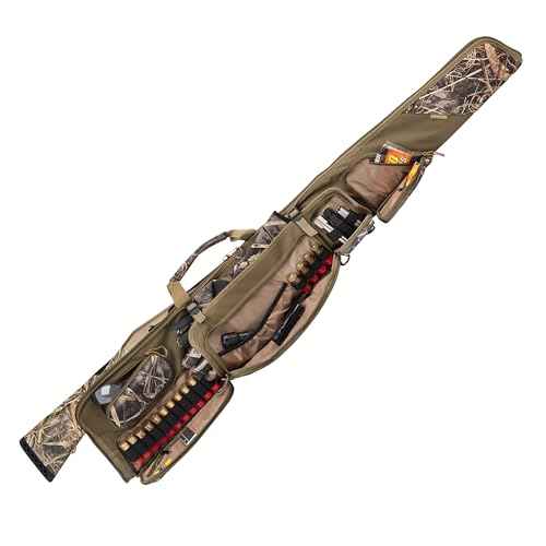 Allen Company Gear Fit Pursuit Waterfowl Shotgun Case - 52" Lockable Soft Gun Case with Adjustable Panel - Neoprene Pockets with Oversized Storage for Hunting Gearl - Realtree Max-7 Camo