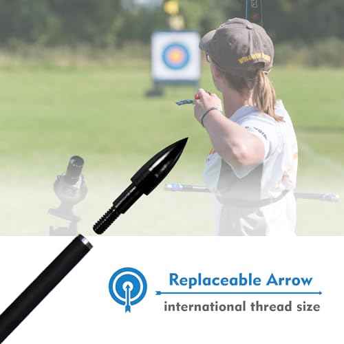 12pcs Archery Arrow Tips 100/125/150/200 Grain Field Tips 5/16 Inch Screw in Bullet Points , Archery Target Crossbow Practice Tip for Arrow Recurve Bow Compound Bow, Hunting Bow Arrow Target Practice