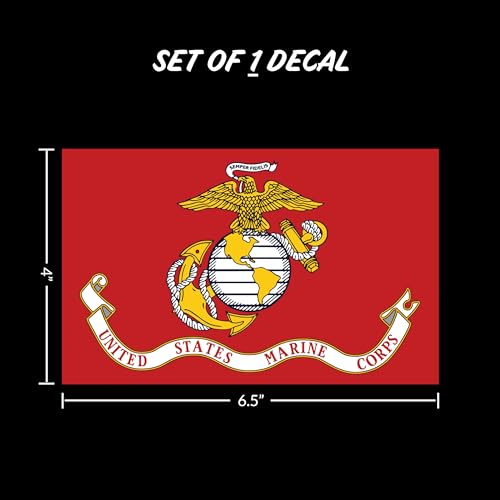US Marine Corps Flag Vinyl Decal - Large 4 x 6.5 Inch Vehicle Bumper Sticker - USMC Flag for Trucks - Window Sticker - Variation of THIS listing