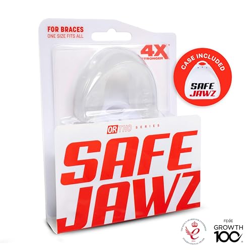 SAFEJAWZ Clear Orthodontic Mouth Guard for Braces - Transparent, One Size with Case