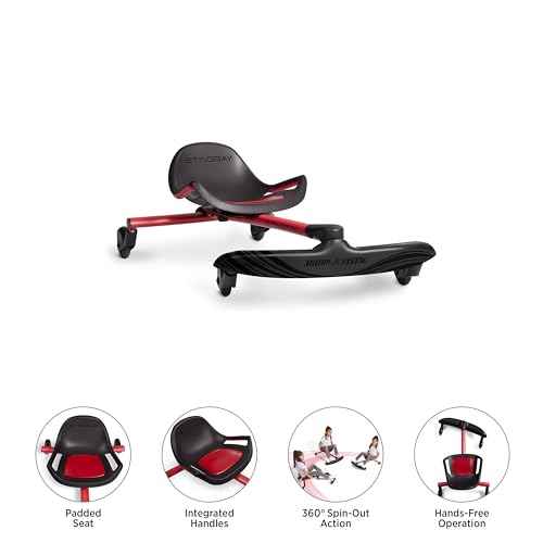 Radio Flyer Stingray Fun Drifting Ride-On Scooter for Kids Ages 3-8, 360¡Æ Spin Out Action, Adjustable Seat for Growing Children, Outdoor Toy