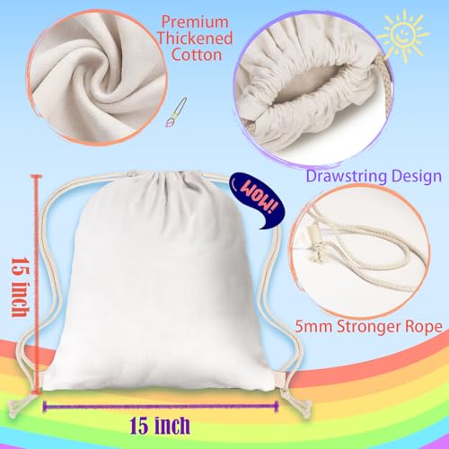 12-Pack Cotton Drawstring Backpack Bags for Sublimation & DIY Projects - White