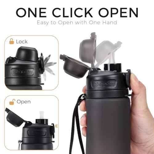 TakeToday Collapsible Water Bottles 20oz, Leak Proof, BPA-Free, Foldable Silicone Travel Water Bottle with Straw Strap for Cycling, Hiking, Outdoors