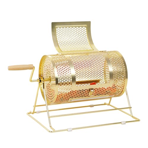 Small Brass Raffle Ticket Drum - Gold Spinning Lottery Cage, Holds 2000 Tickets