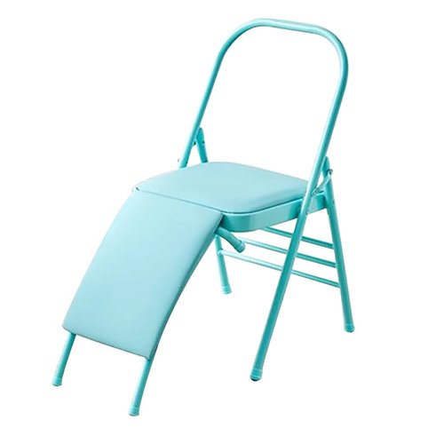 Foldable Yoga Auxiliary Chair for Adults, with a Load Capacity of 300 pounds, Iyengar Yoga Chair with Lumbar Support, Foldable Yoga Chair, Stable and Durable,Blue-with Lumbar Support
