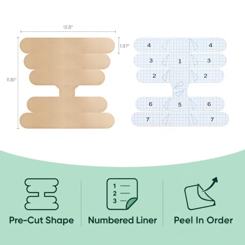 Precut Kinesiology Ankle Tape for Support & Stability - Beige, 4-Pack, Large