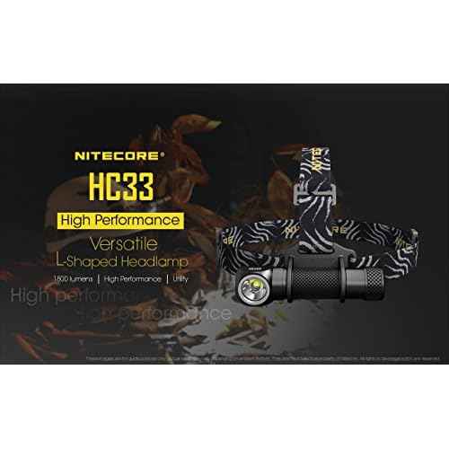 Nitecore HC33 1800 Lumen Versatile L-Shaped LED Headlamp with a 2-Channel USB Smart Charger Set