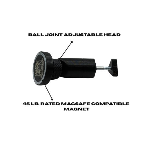 Luna's MagSafe Compatible BagBoy Golf Cart Phone Mount, 45 lb Rated Magnet, Ball Joint Adjustable Head, Compatible with iPhone 12 and Later