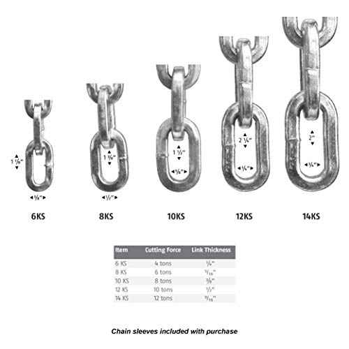 ABUS Hardened Steel 10KS 6 Foot x 3/8" Thick Square Security Chain for Bikes, Containers, Trailers, ATV's, Motorcycles and Personal/Industrial Property