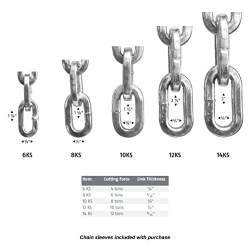 ABUS Hardened Steel 12KS 6 Foot x 1/2" Thick Square Security Chain for Bikes, Containers, Trailers, ATV's, Motorcycles and Personal/Industrial Property