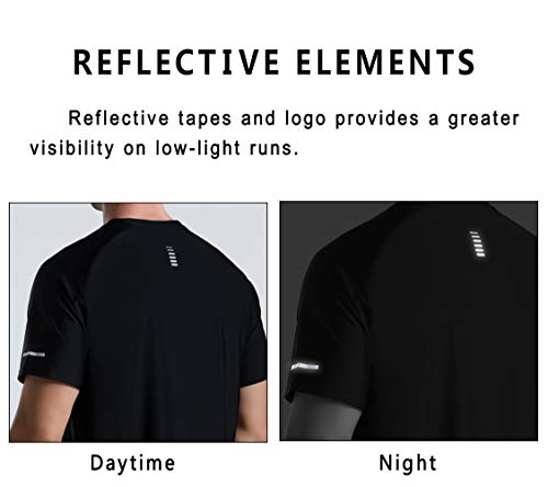 Men's Cooling Ice Silk Running Shirt UPF 50+ Workout T-Shirt Black XXL