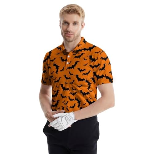 Men's Funny Golf Polo Shirts Quick Dry Blue Cartoon Short Sleeve Polo Shirts