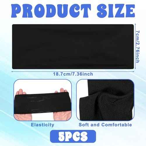 5 Pcs Sports Headbands, Elastic Soccer Headbands Boys Sports Sweatbands Breathable Sweat Wicking Headband for Football Running Basketball Tennis