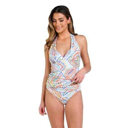 La Blanca Women's Rouched Front Halter Tankini Swimsuit Top