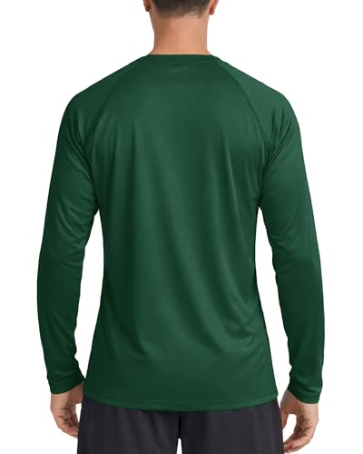 Men's UPF 50+ Sun Protection Rash Guard Shirt Long Sleeve Quick Dry Swimwear - Dark Green, Large