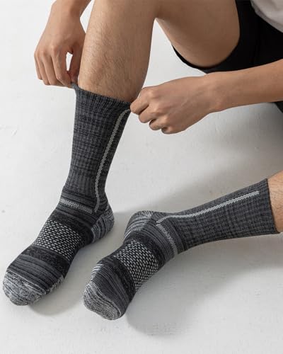Men's Cotton Crew Work Socks - Cushioned, 10-13 Size, Multicolor