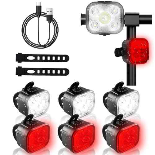 KunHe Bike Lights for Night Riding USB Rechargeable Bike Lights Front and Rear 8+12 Modes Bike Light Set Bicycle Lights Headlight and Taillight Easy to Install