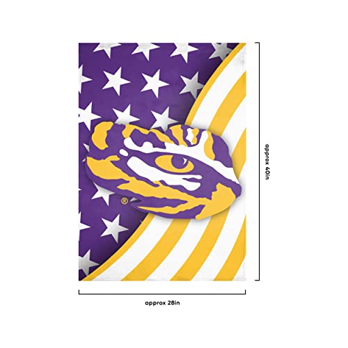 NCAA College Double Sided Team Logo Vertical Flag - LSU Tigers Americana, 40" x 28"