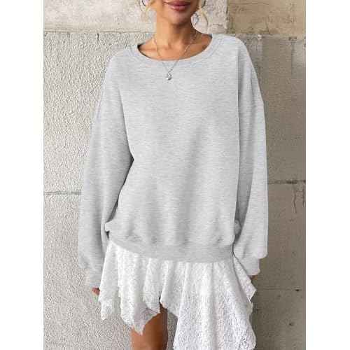 Women Fleece Sweatshirts Oversized Crewneck Pullover Trendy Long Sleeve Tops Fashion Fall Outfits Clothes 2025