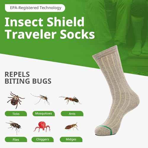 Insect Shield Traveler Socks With Permethrin Bug Repellant - Protective Clothing for Men & Women