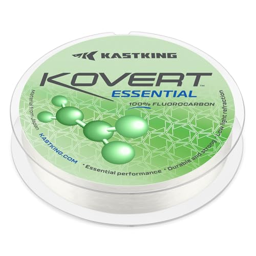 KastKing Kovert Essential Fluorocarbon Fishing Line 12LB 200Yds Clear - Low Visibility, Fast Sink, Low Stretch