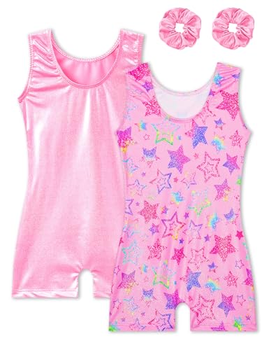 Girls Gymnastics Leotard 4-Way Stretch Quick Dry Racerback 1-10Y Pink 4-5T
