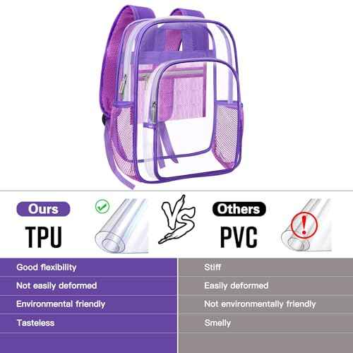 HEEYA Clear Backpack Heavy Duty Transparent Backpack for Security, Sports, Work, Travel, Stadium