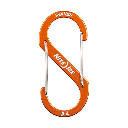 Dual Aluminum Carabiner Clip Keychain - Orange, Size-4 S-Biner