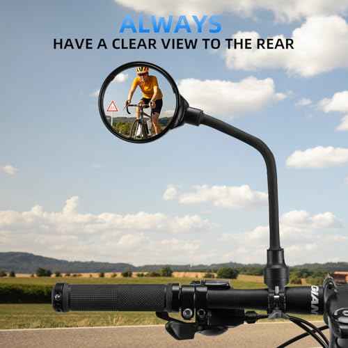 ROCKBROS Bike Mirror Handlebar Mount 360¡ÆRotatable Adjustable Bicycle Rear View Mirror HD Wide Angle Clear Acrylic Convex Safe Bike Mirror for Mountain Road Bike Electric Motorcycle