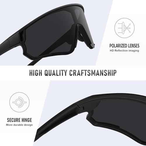 Polarized Sports Sunglasses for Men Women UV Protection Cycling Bike Running Wrap Around Sun Glasses
