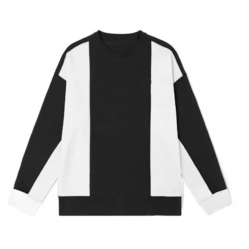 Runcati Mens Color Block Sweatshirt Pullover Crewneck Long Sleeve Fleece Casual Ribbed Patchwork Fall Tops