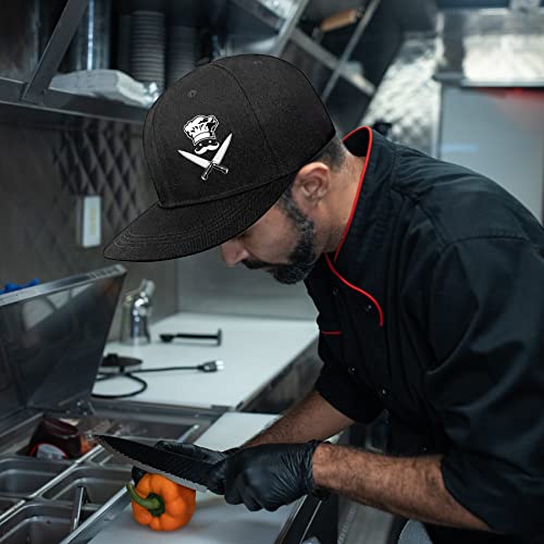 Chef Cooking Flat Bill Hat for Men Snapback Skull Cap - Black, Teen & Unisex