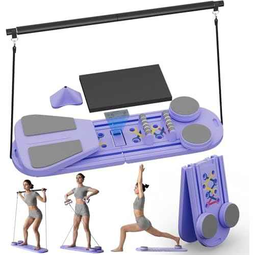 Pilates Reformer Sets Pilates Board 6in1 Multifunctional Abdominal core Trainer Workout Equipment,Exercise Board Foldable Ab Board Trainer Pilates Exercise Machine (Purple)