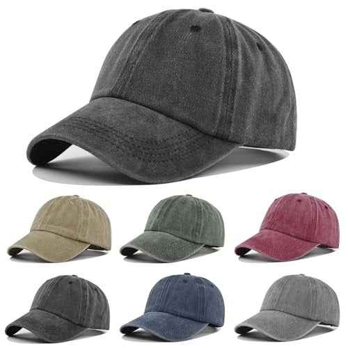 6Pack Unisex Vintage Washed Cotton Baseball Cap Soft Unconstructed Plain Blank Adjustable Size Dad Hat