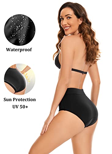 Leakproof Period Swim Bikini Bottoms for Teens Girls Women - Large Black