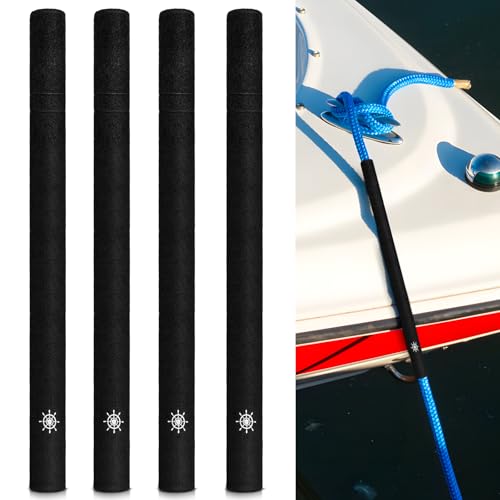 Removable Dock Line Chafe Guards 24 Inch Black Rope Protectors for Boats - Variation 4