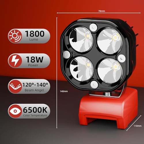ML16P LED Work Light Compatible with M18 18V Battery 1800LM Spotlight & USB C Charger - Work Site Lighting