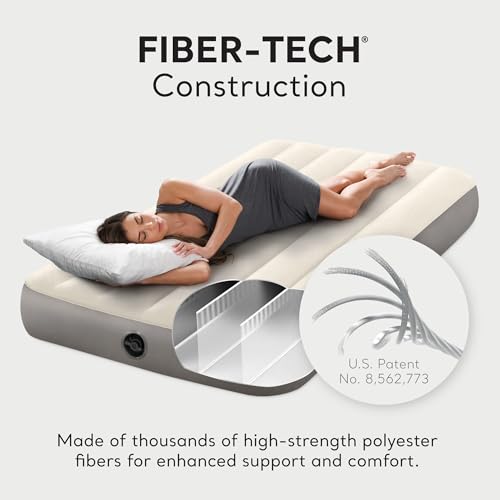 Intex 64101E Dura-Beam Standard Single-High Air Mattress: Fiber-Tech ? Twin Size ? 10in Bed Height ? 300lb Weight Capacity ? Pump Sold Separately