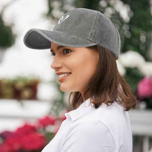 2 Pack Heart Baseball Caps for Women Men, Cute Adjustable Washed Sun Hats for Outdoor Running Golf